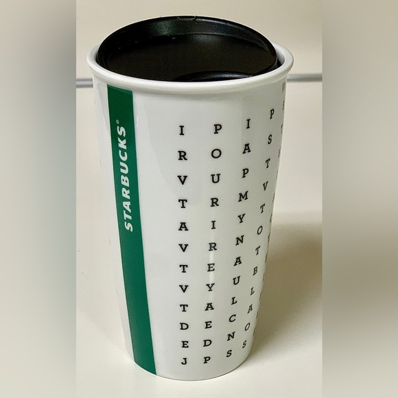 2016 Limited Edition 12 oz STARBUCKS COFFEE Word Search Eye Chart Travel Mug - Picture 16 of 16